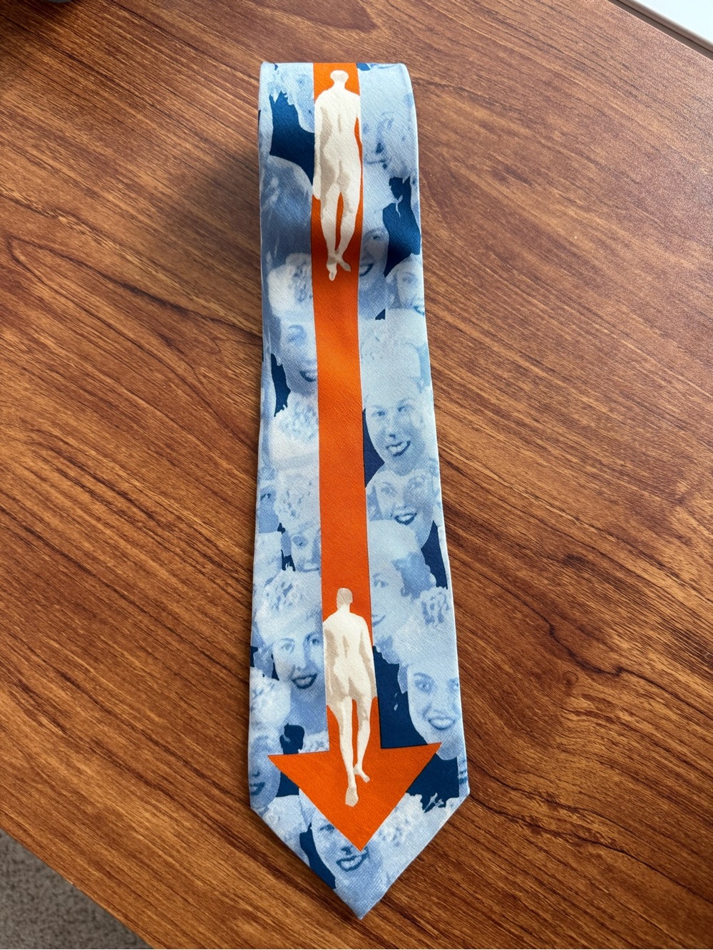 Jean Paul Gaultier Vintage Faces 100% Silk Tie Graphic Arrow Avant Garde Rare